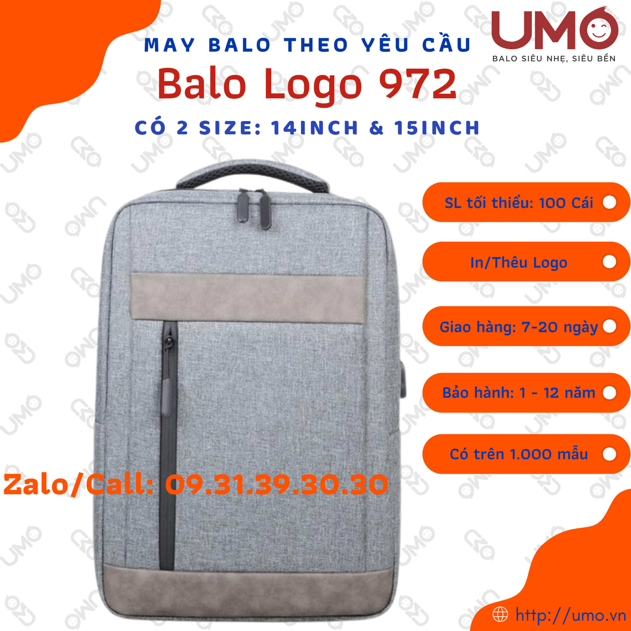 May Balo Theo Yêu Cầu - Balo Logo LB2B975