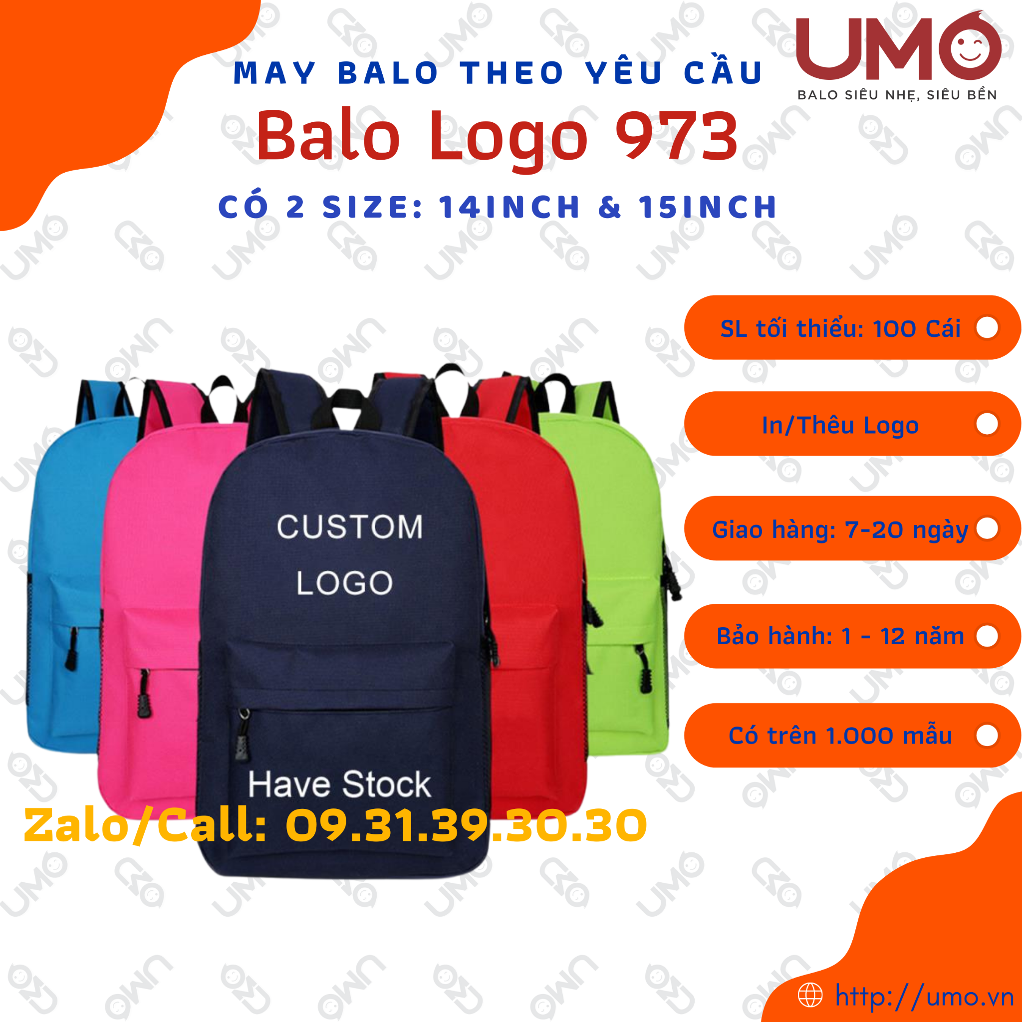  May Balo Theo Yêu Cầu - Balo Logo LB2B963 