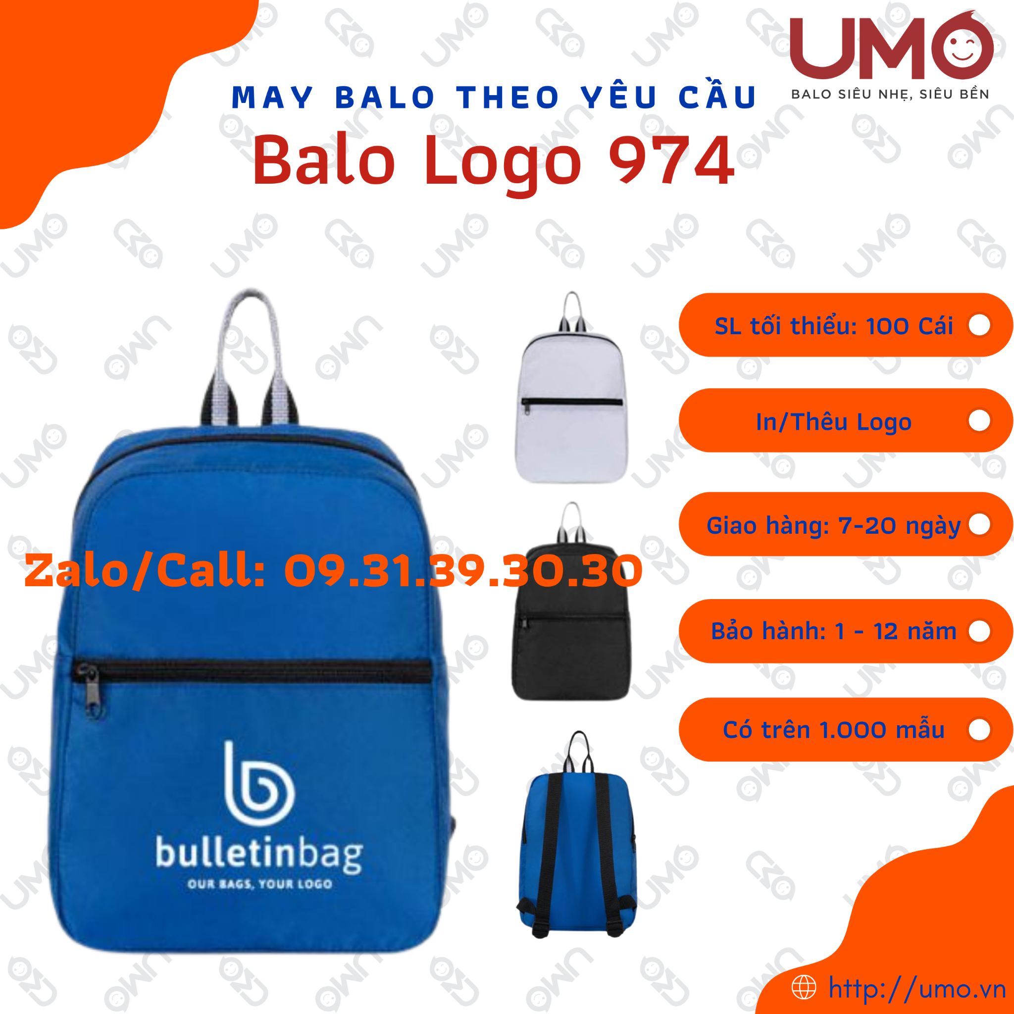  May Balo Theo Yêu Cầu - Balo Logo LB2B975 