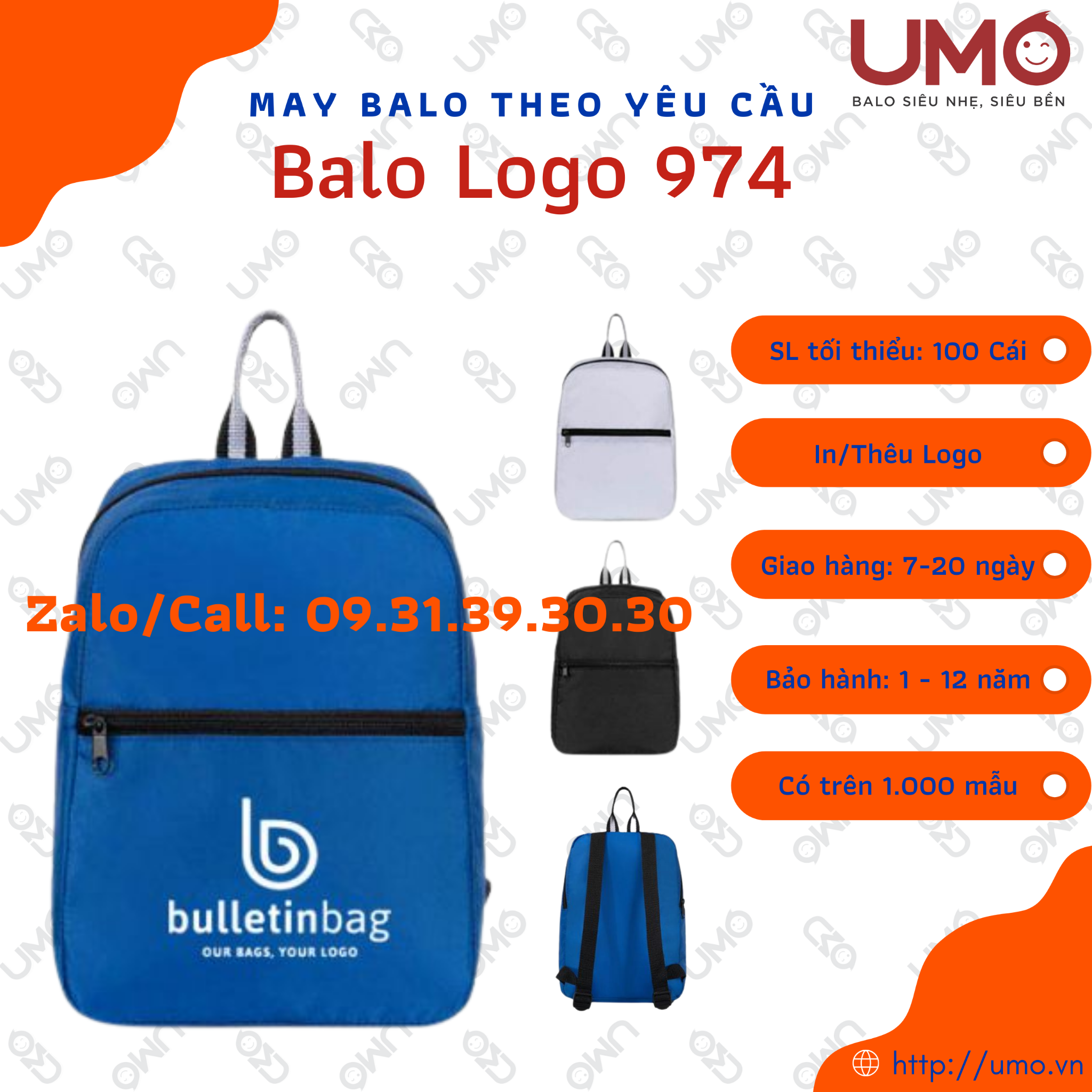 May Balo Theo Yêu Cầu - Balo Logo LB2B963
