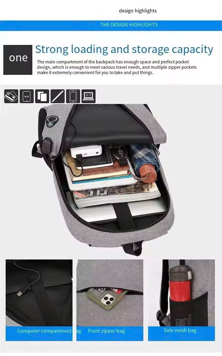 May bộ 3 ba lô 3 trong 1 du lịch và giải trí với cổng sạc USB và ba lô công sở laptop theo yêu cầu - BL2472