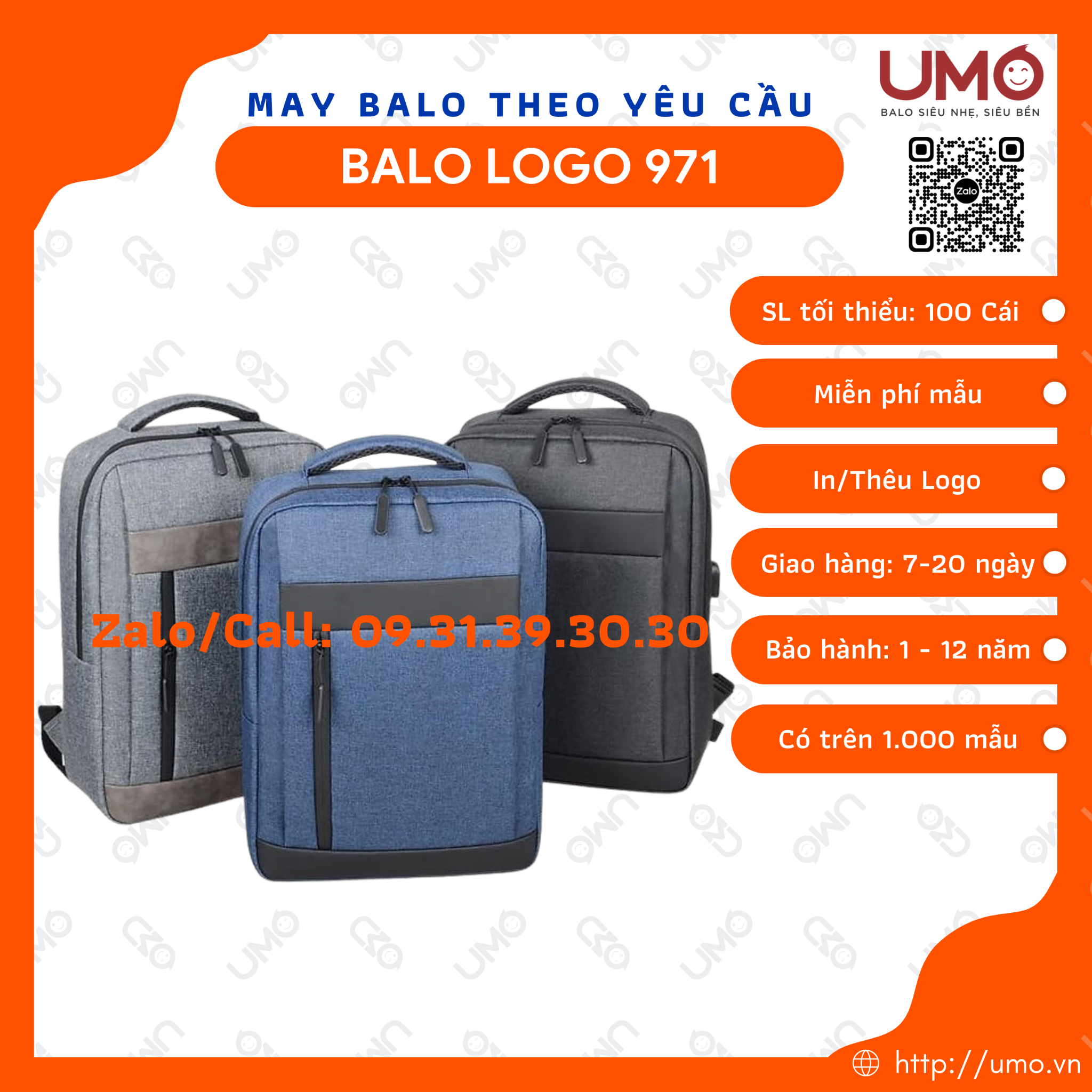 May Balo Theo Yêu Cầu - Balo Logo LB2B975