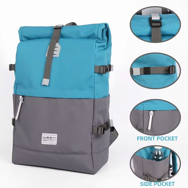 May Balo học sinh và du lịch cuộn tái chế Canvas khaki xanh theo yêu cầu - BL2464