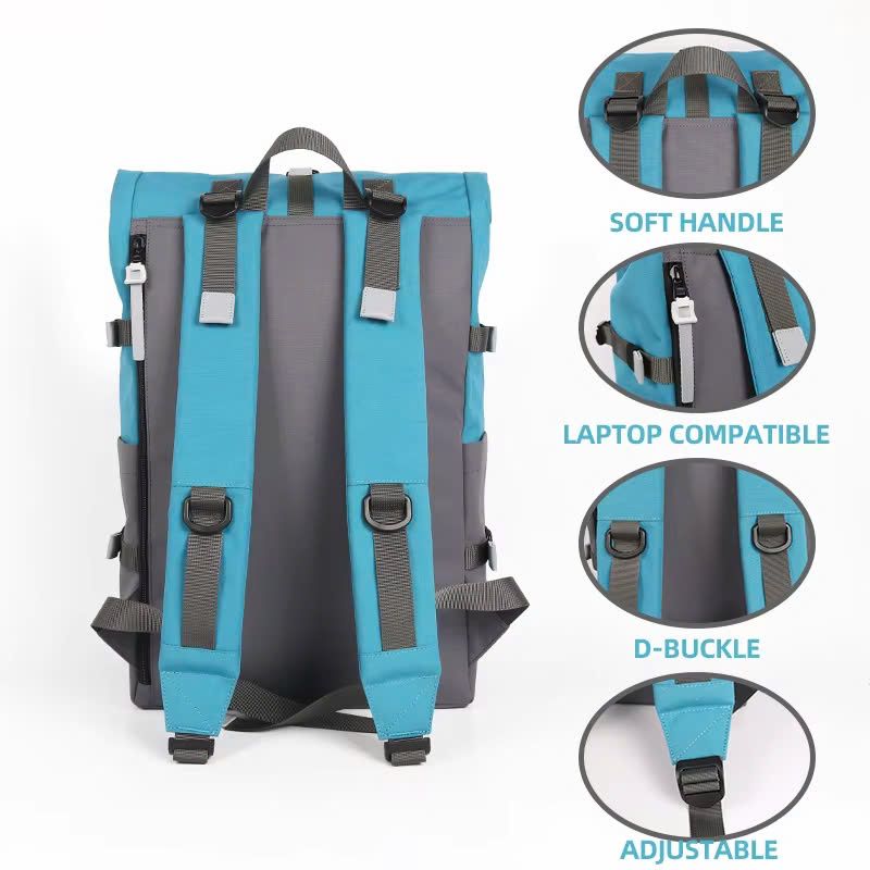 May Balo học sinh và du lịch cuộn tái chế Canvas khaki xanh theo yêu cầu - BL2464