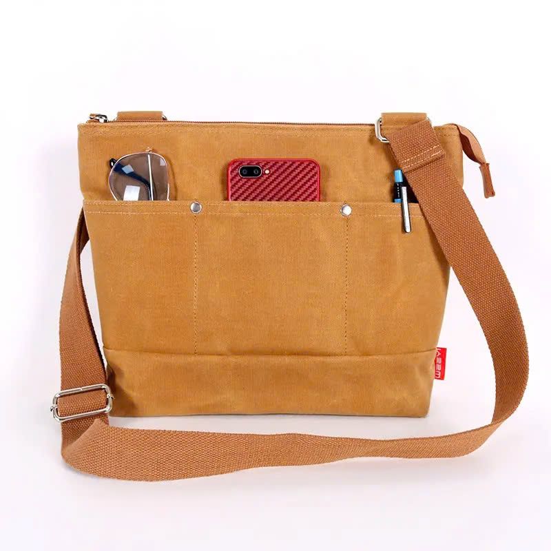 May Túi Đeo Chéo Unisex Vải Canvas Phủ Sáp Cỡ Trung Theo Yêu Cầu - BL2453