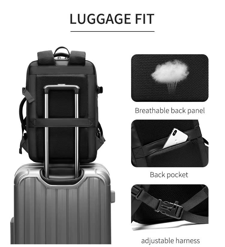 May Balo Laptop Thông Minh Dung Lượng Lớn, Chống Nước, Túi Mở Rộng, Cổng USB Theo Yêu Cầu - BL24109