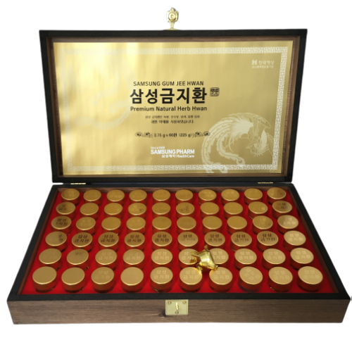 Bổ Não Hàn Quốc - An Cung Ngưu Hoàng Hoàn - Samsung Gum Jee Hwan Premium Natural Herb Hwan Hộp Gỗ 60 Viên