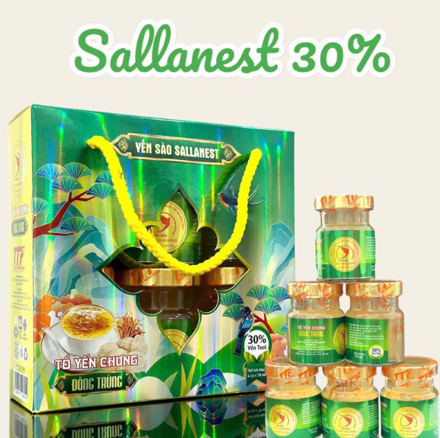 Tổ Yến Chưng Sallanest Đông Trùng 30% Yến Tươi - Lốc 6 Hộp