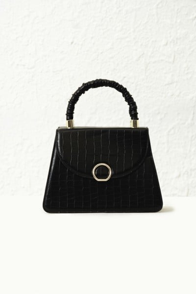  Túi Embossed Leather Bag In Black 