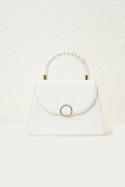  Túi Embossed Leather Bag In White 