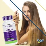 Viên uống mọc tóc đẹp da Natrol Biotin Beauty Fast Dissolve Strawberry