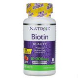 Viên uống mọc tóc đẹp da Natrol Biotin Beauty Fast Dissolve Strawberry