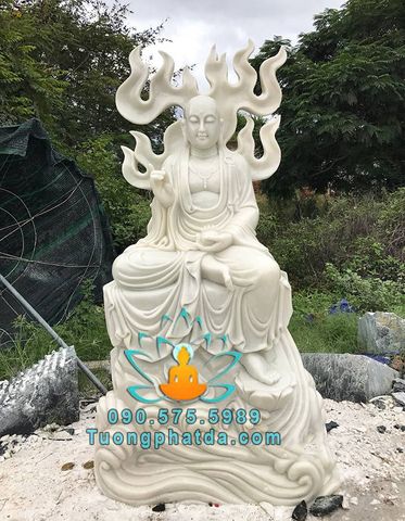 Tượng Phật Địa Tạng Bồ Tát ngồi bằng đá cẩm thạch