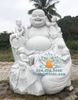 Tượng Phật Di Lặc Ngũ Phúc Ngồi Lá Sen Bằng Đá