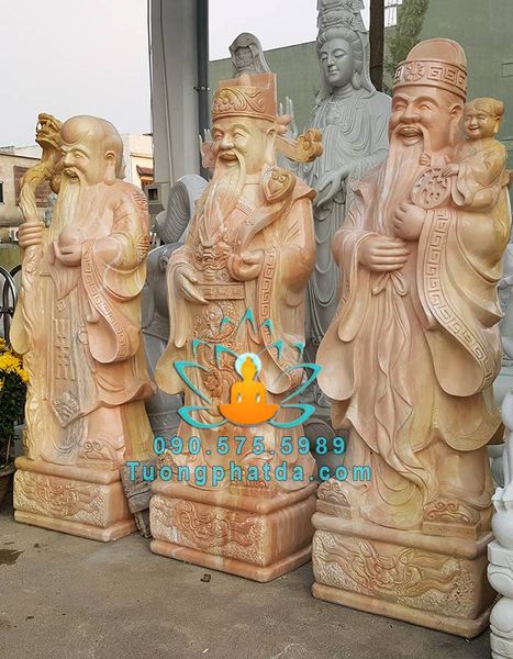 Tượng Phúc Lộc Thọ Đá Vàng Nguyên Khối Đá Mỹ Nghệ Non Nước – Tượng