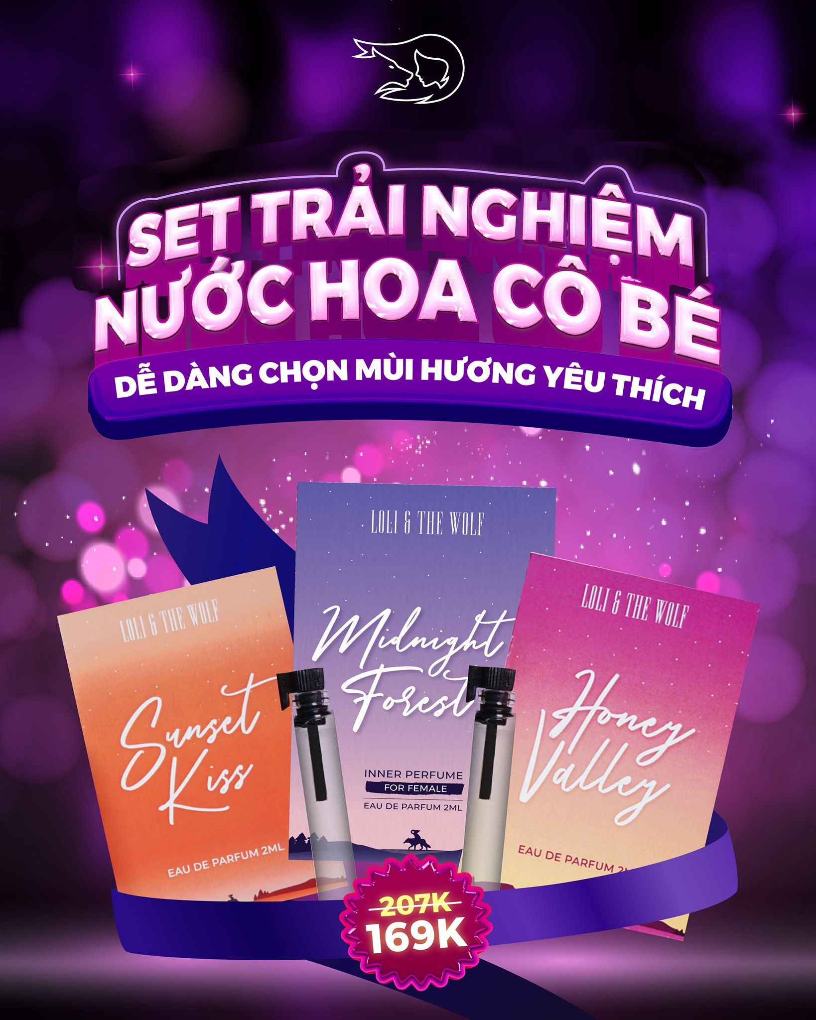 Nước hoa vùng kín nữ set 3 chai 2ml mùi trải nghiệm - LOLI & THE WOLF