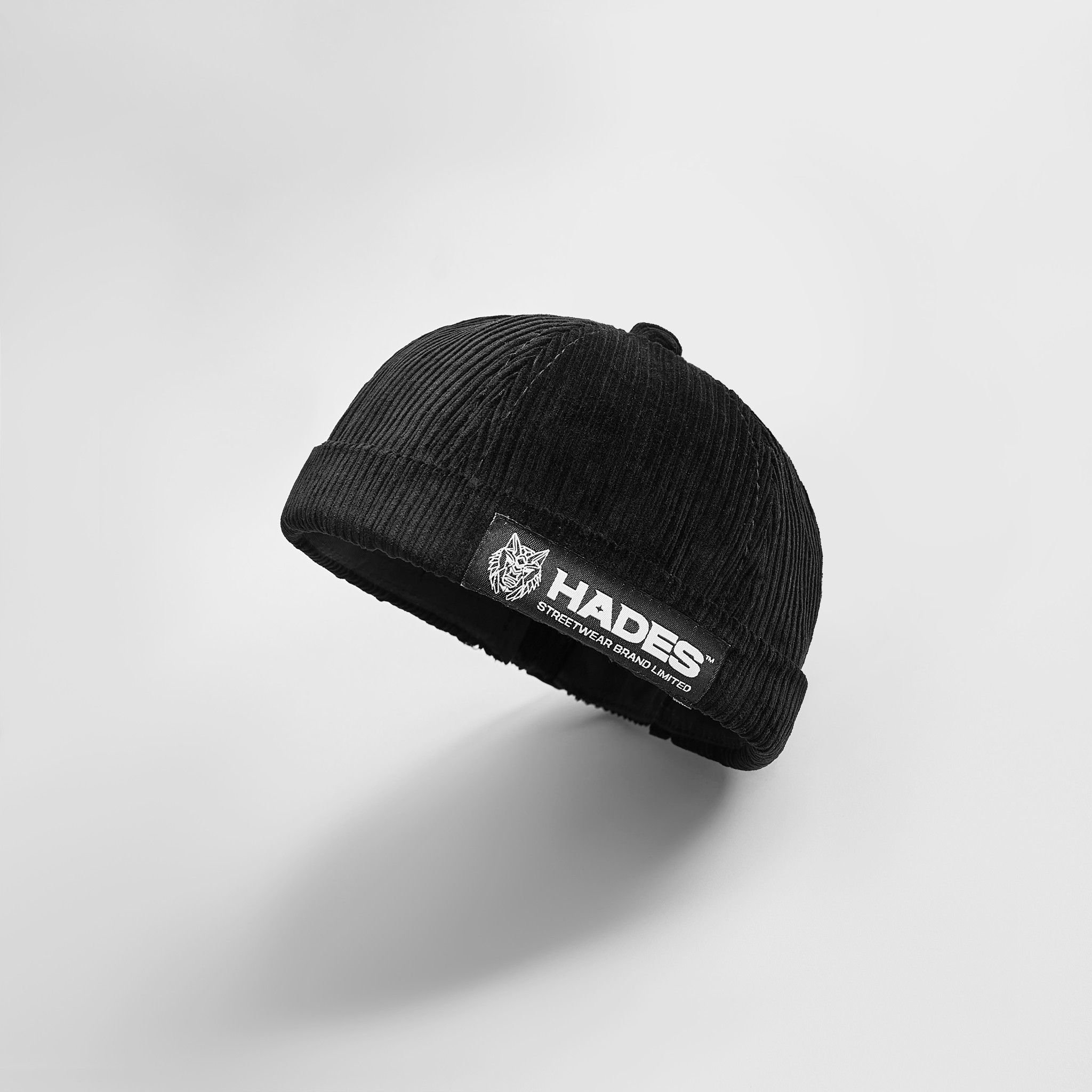 BLACK CORDUROY DOCKER HAT