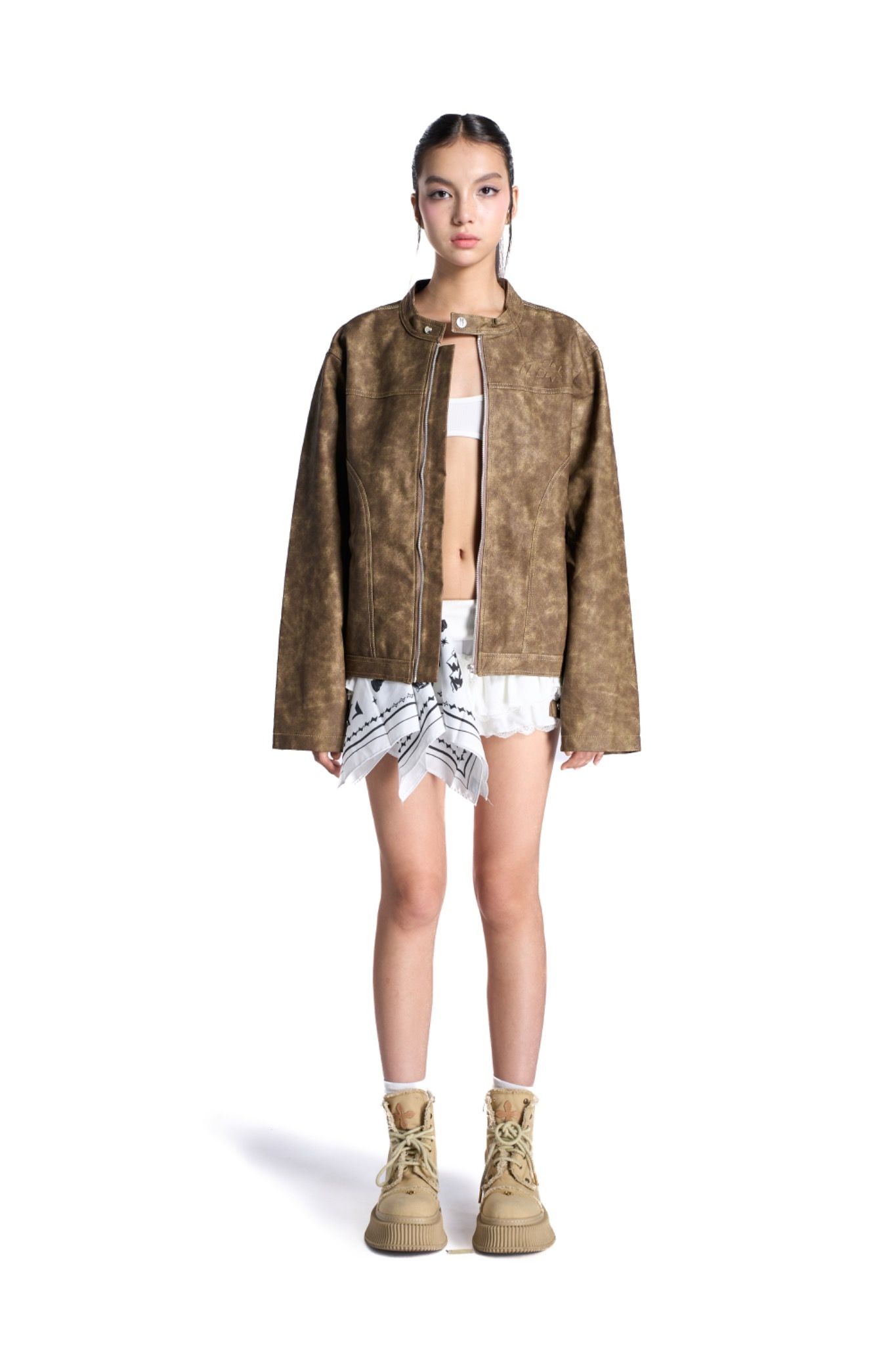 HADES BROWN WAX BIKER JACKET