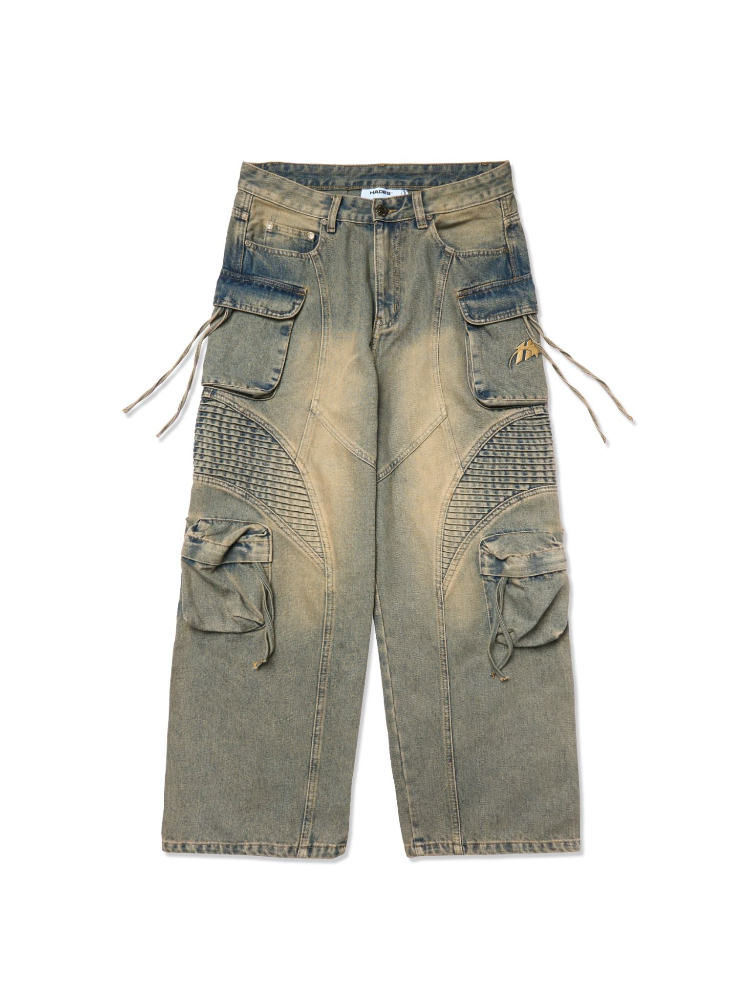 HADES WASH BAGGY DENIM TROUSERS - BLUE
