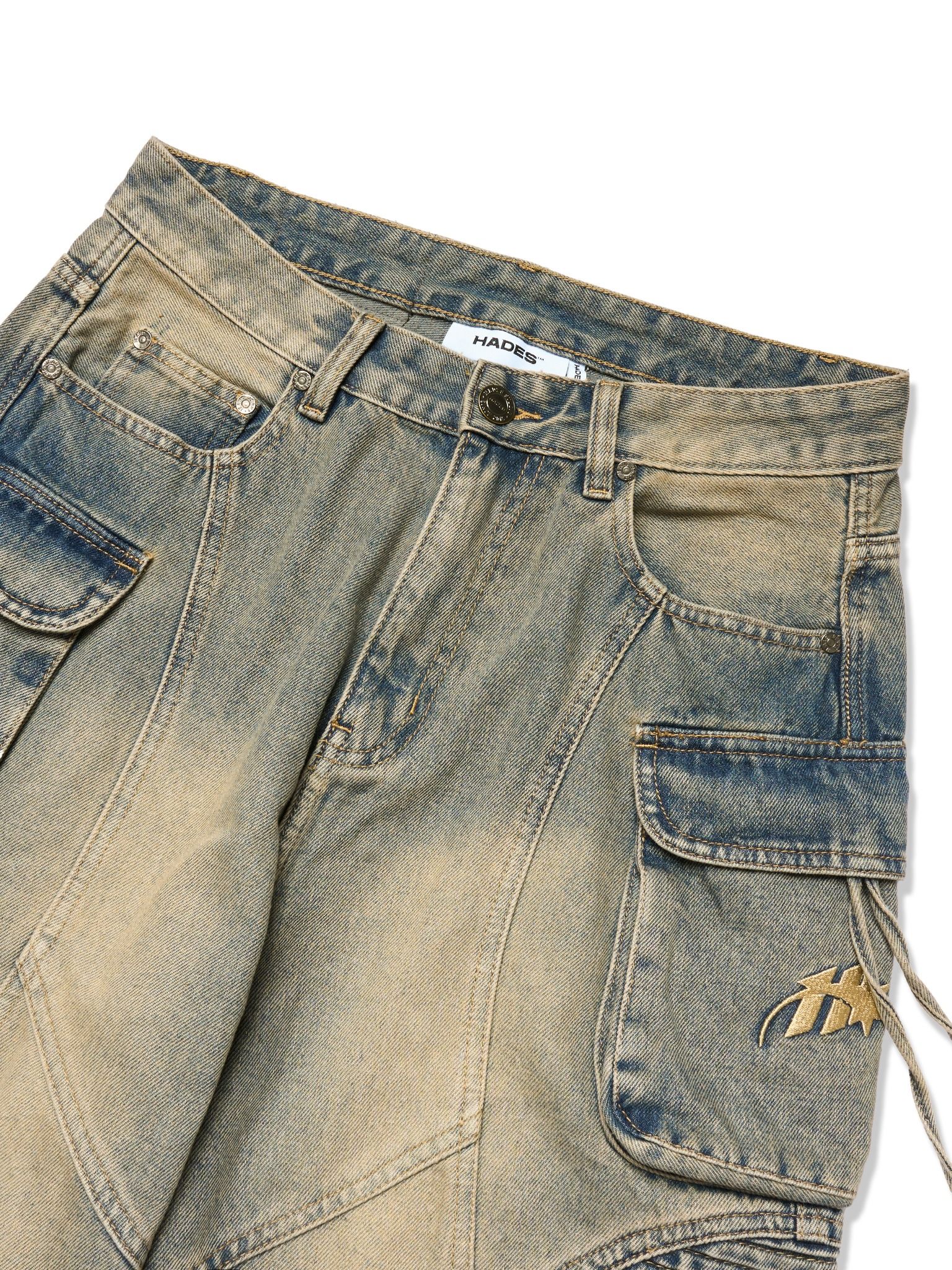 HADES WASH BAGGY DENIM TROUSERS - BLUE