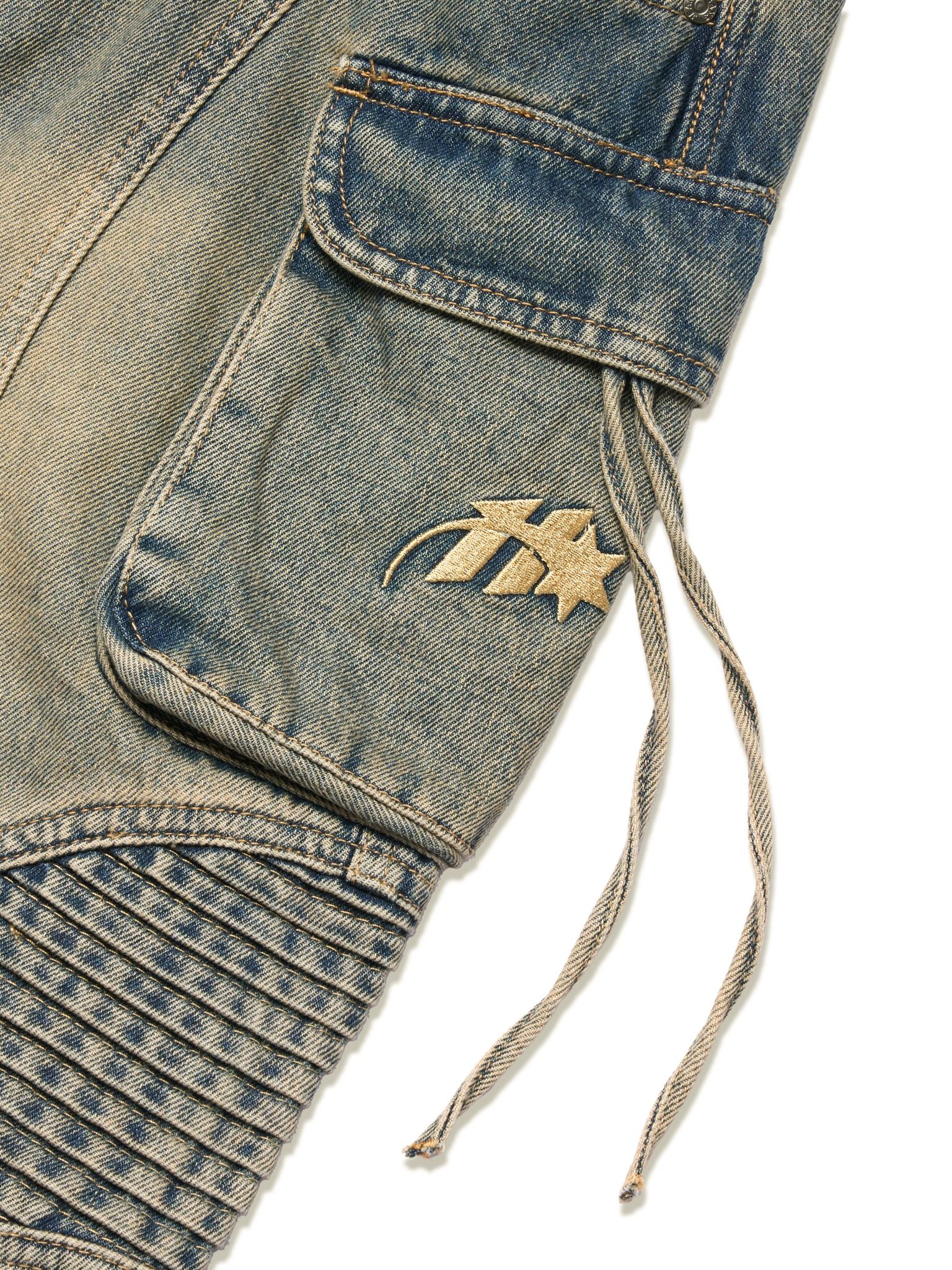 HADES WASH BAGGY DENIM TROUSERS - BLUE