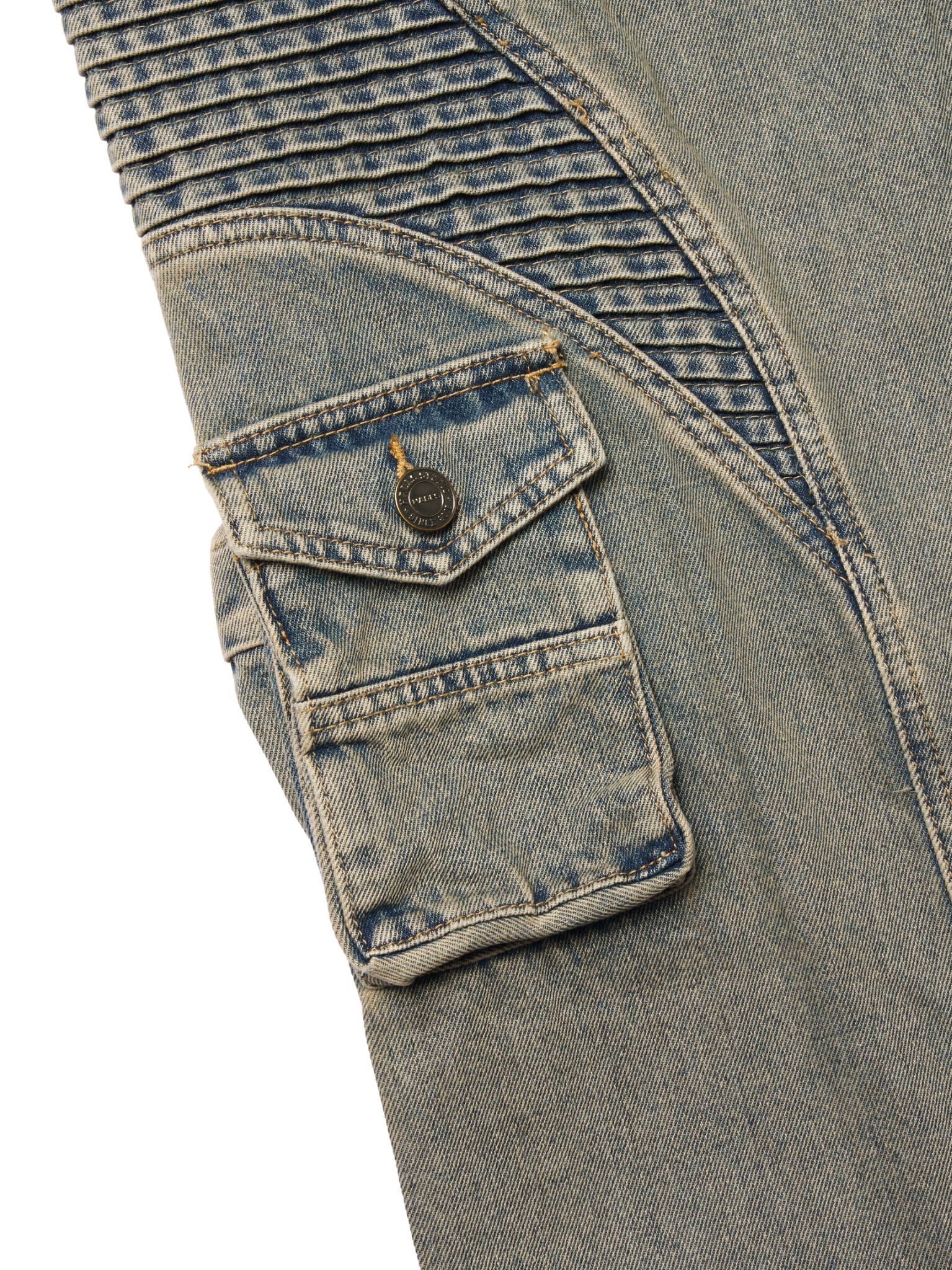 HADES WASH BAGGY DENIM TROUSERS - BLUE