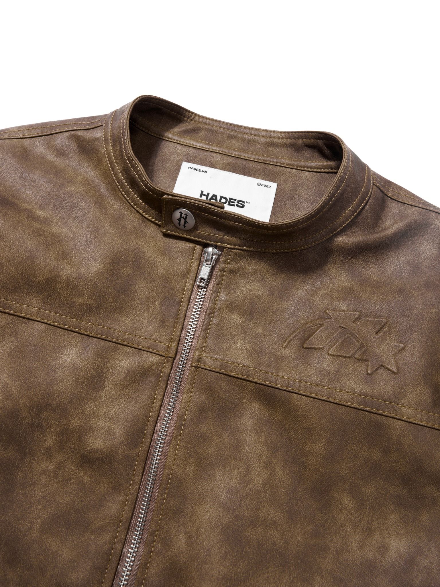 HADES BROWN WAX BIKER JACKET