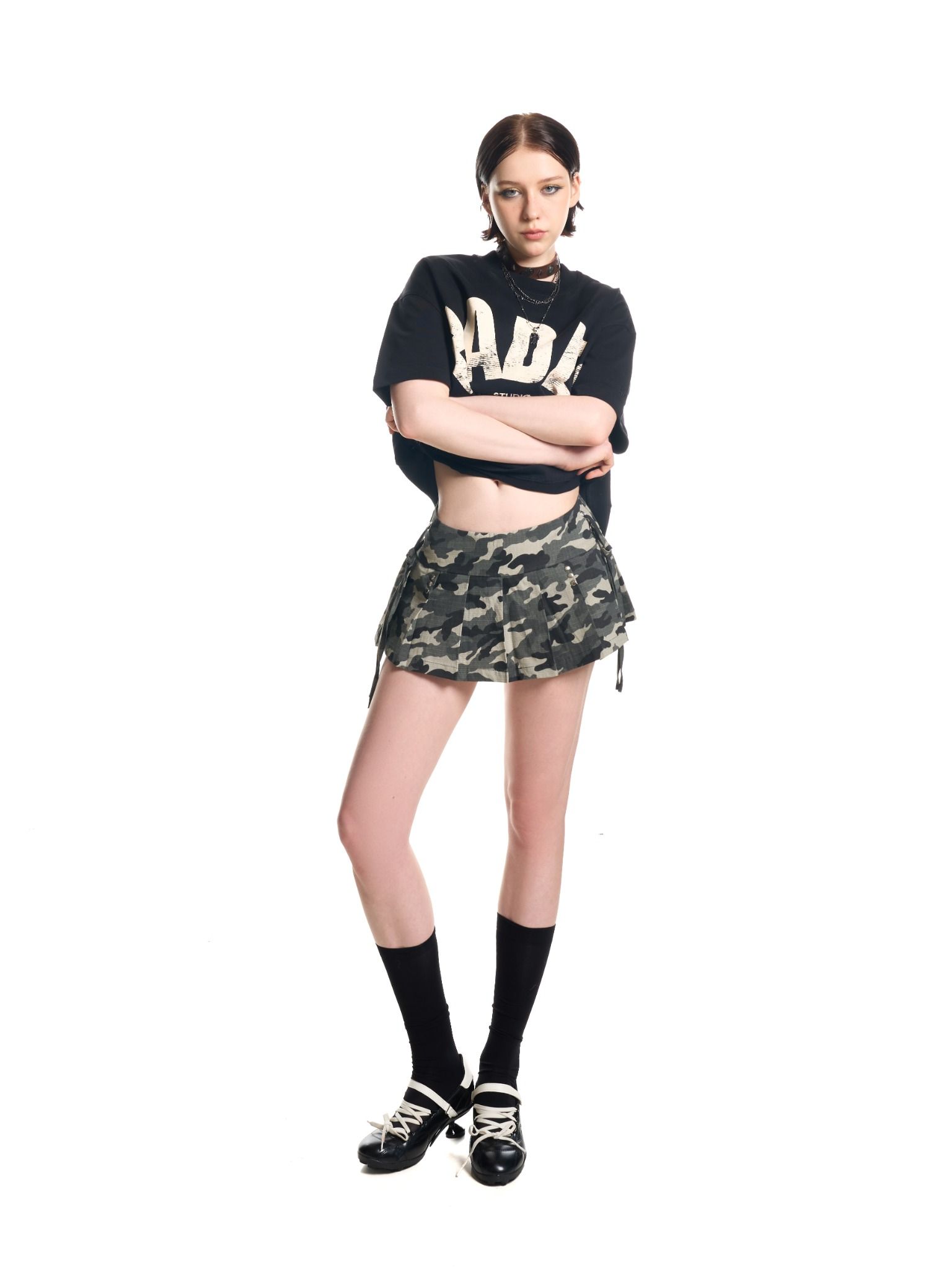HADES KHAKI CAMO MINI SKIRT