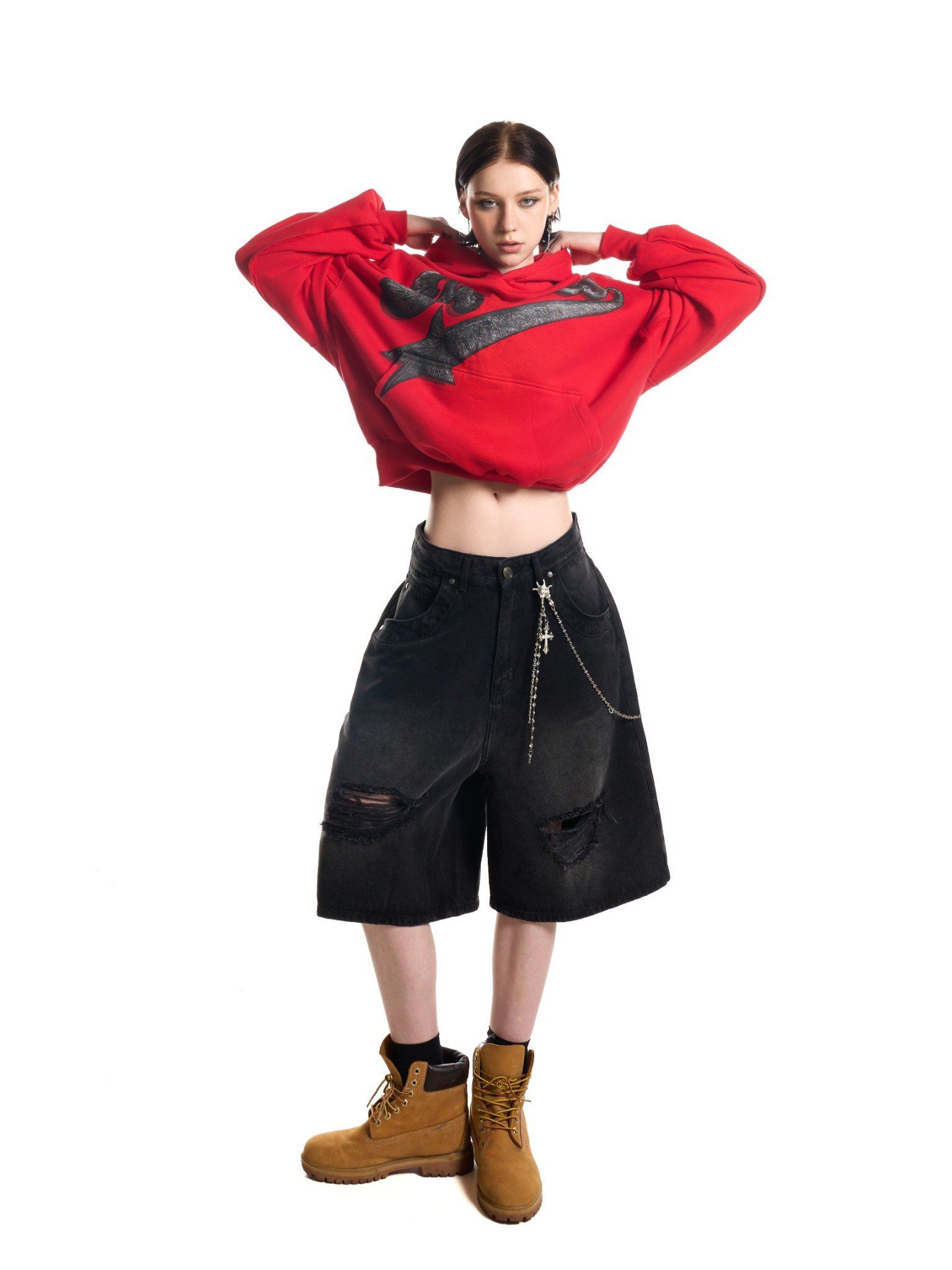 HADES BLACKOUT DISTRESS WASH JEAN SHORTS