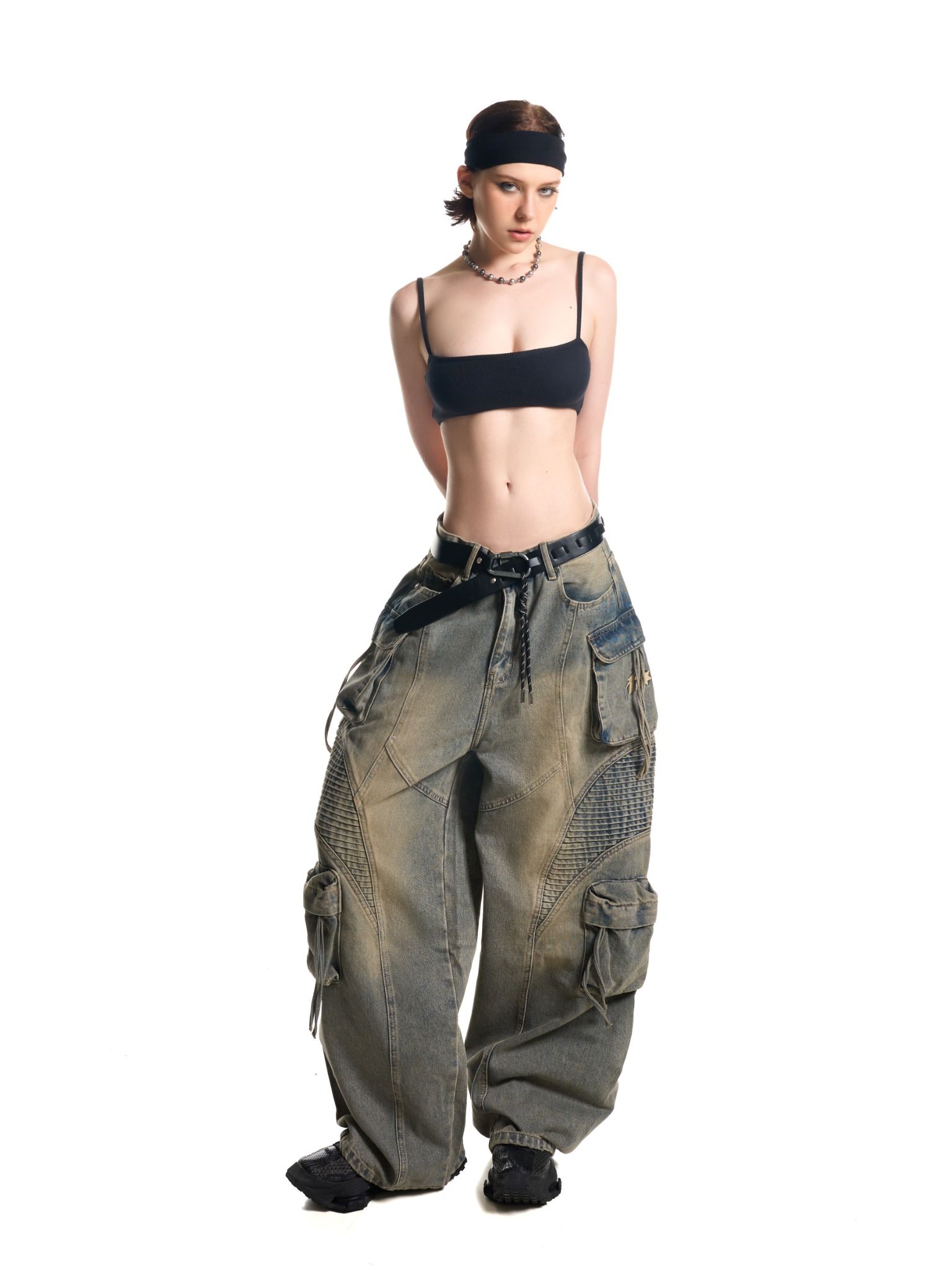 HADES WASH BAGGY DENIM TROUSERS - BLUE