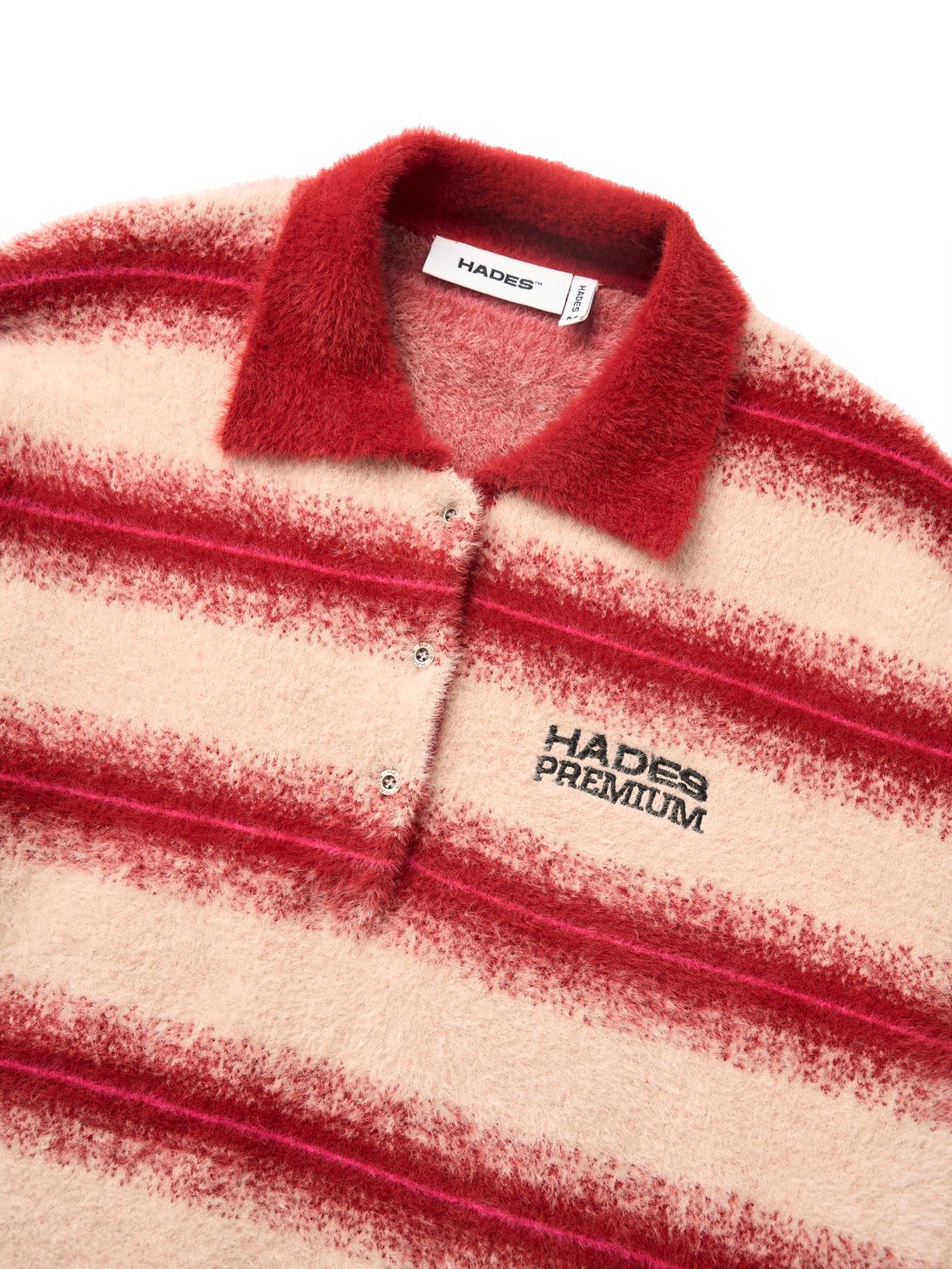 HADES COZY STRIPE POLO SWEATER - RED