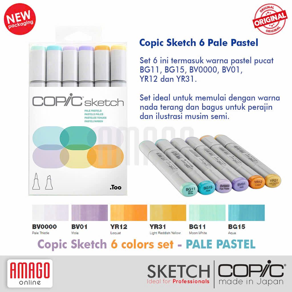 Bộ sketch 6 màu pale pastels