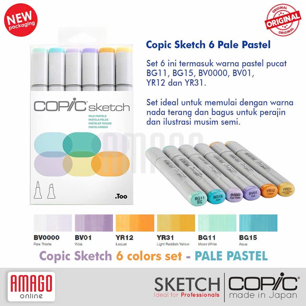 Bộ sketch 6 màu pale pastels