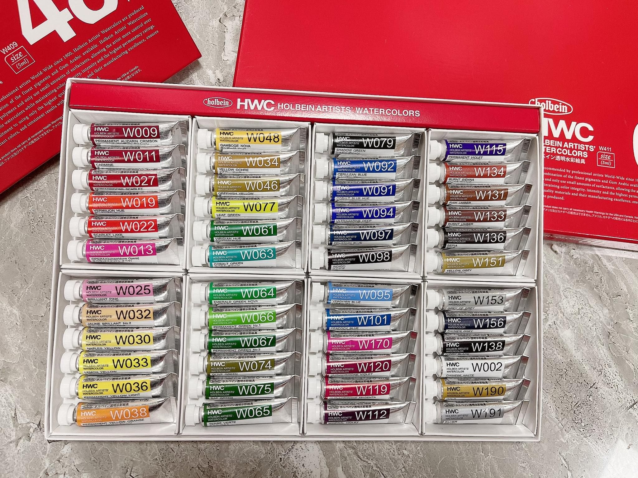 BỘ MÀU NƯỚC HOLBEIN 12 MÀU - HOLBEIN ARTISTS WATERCOLOR SET 12-TUBE 5ML