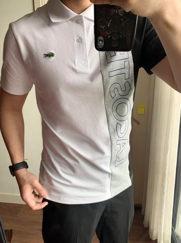 Polo LCST sọc 3 màu chữ lacoste