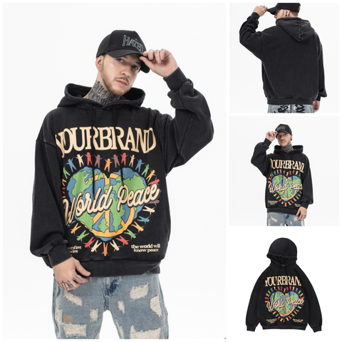 FG ™️|  WORDL PEACE PRINTING CASUAL HOODIE FG E814