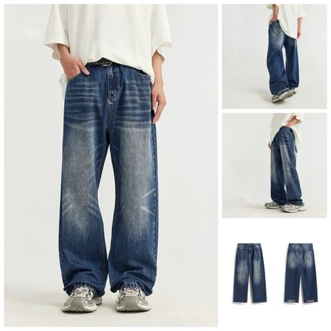 INF®️| QUẦN JEANS ỐNG RỘNG WASH RÁCH PHONG CÁCH RETRO ỐNG ĐỨNG ĐƠN GIẢN INF 12462