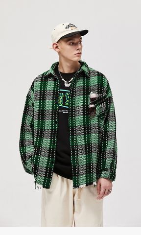 PLAID FRINGED SHIRTS UNISEX  INF 7032/2022