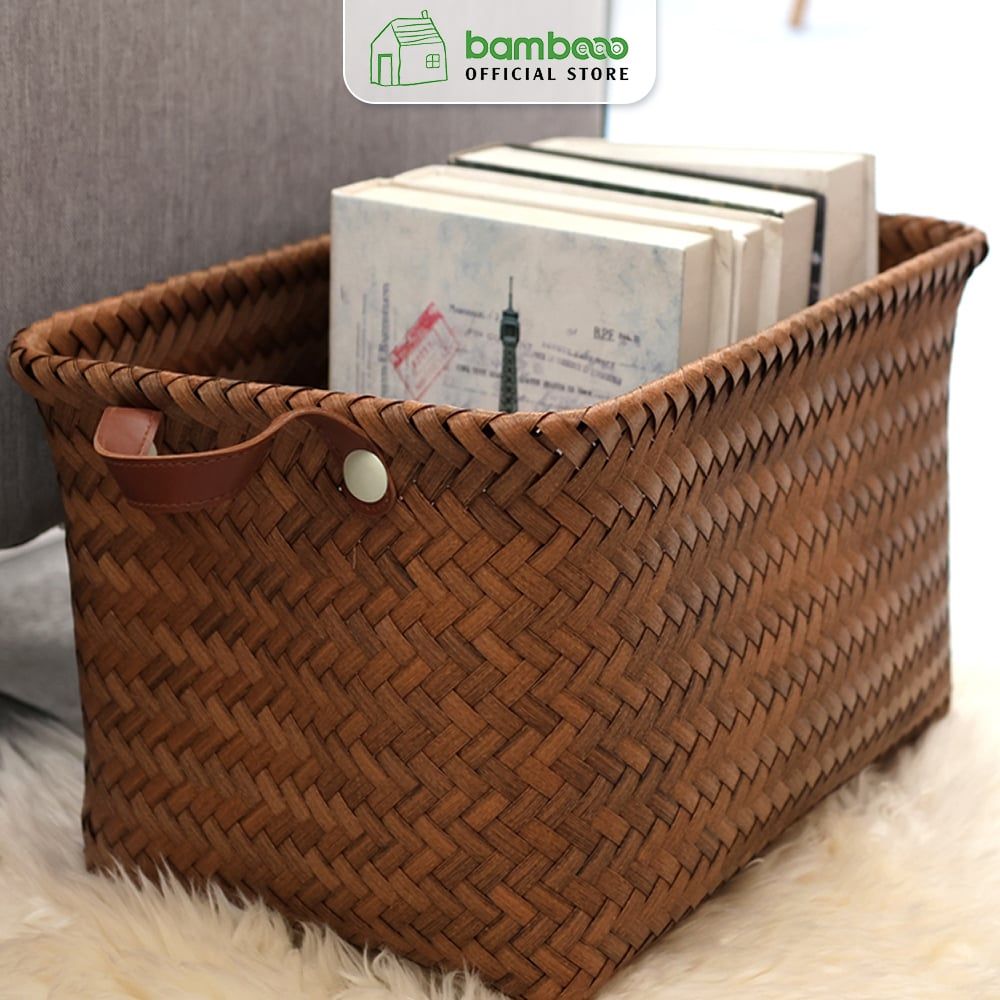 Giỏ đựng quần áo bẩn đan thủ công cao cấp BAMBOOO ECO đựng sách, đồ chơi, đồ cá nhân