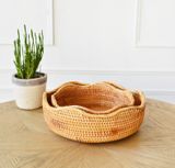 Khay mây tre đựng đồ BAMBOO HOME đựng bánh kẹo hoa quả trái cây để trong phòng khách nhà hàng khách sạn gia đình decor