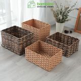 Giỏ đựng đồ đa năng BAMBOO HOME hình chữ nhật, để đồ phòng khách, phòng ngủ, decor trang trí nhà cửa