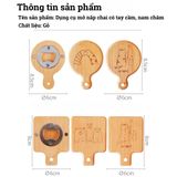 Dụng cụ mở nắp chai BAMBOO HOME Khui bia bằng gỗ họa tiết dễ thương có nam châm hút tiện lợi dùng cho nhà hàng khách sạn