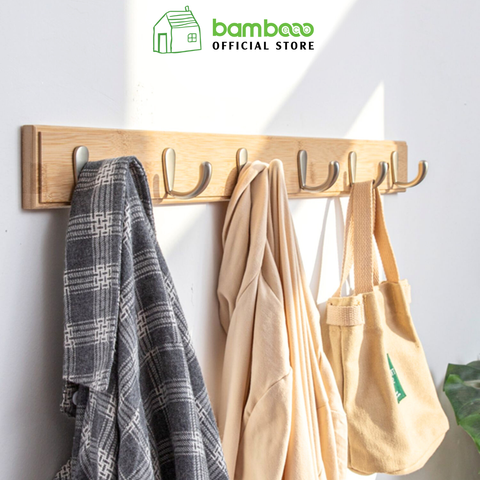 Móc treo gắn tường BAMBOO HOME chất liệu tre nhiều kích thước, móc quần áo, túi xách, tiện lợi trang trí nhà cửa