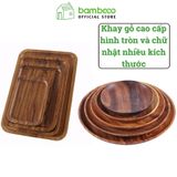 Khay gỗ cao cấp tối màu nhiều kích thước BAMBOO HOME đựng đồ ăn trà bánh kẹo trong gia đình nhà hàng khách sạn