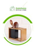 Hộp đựng đũa thìa bằng tre gỗ 2 ngăn BAMBOO HOME dùng trong nhà hàng khách sạn nhà bếp sạch sẽ bắt mắt thân thiện MT