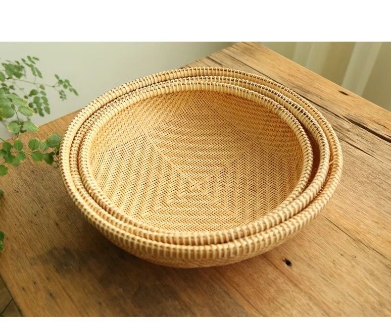 Rổ tre tròn đan thưa cao cấp - The bamboo