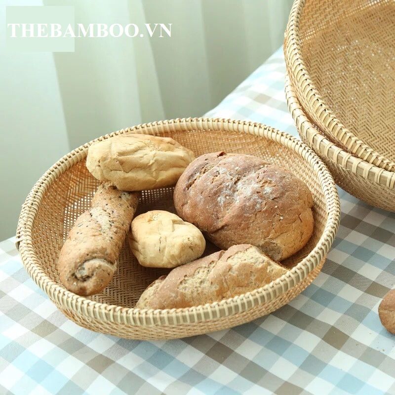 Rổ tre tròn đan thưa cao cấp - The bamboo
