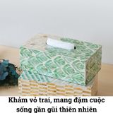 Hộp đựng giấy ăn khảm cao cấp BAMBOO HOME hình chữ nhật để ở phòng khách, phòng làm việc trong nhà hàng khách sạn