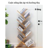 Kệ sách hình cây BAMBOO HOME, giá đựng sách bằng tre nhiều kích thước, tiết kiệm không gian, sử dụng cho phòng làm việc