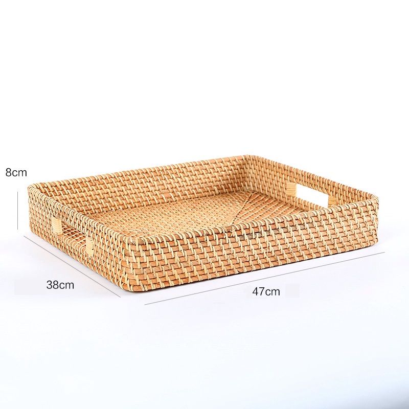 Khay mây tre đan đựng đồ trang trí - Giỏ mây tre - The bamboo
